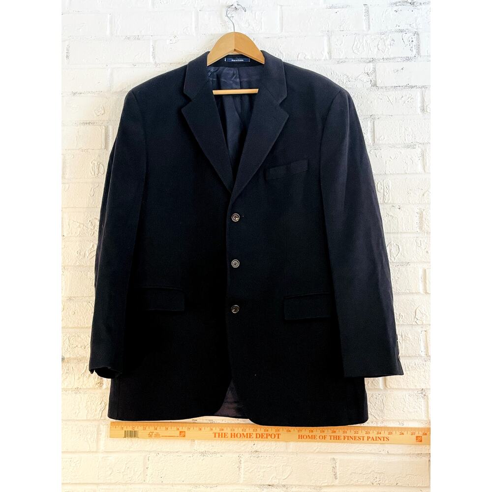 Vintage CHAPS Ralph Lauren 100% Cashmere Sport Coat Blazer Men 44L Navy Union